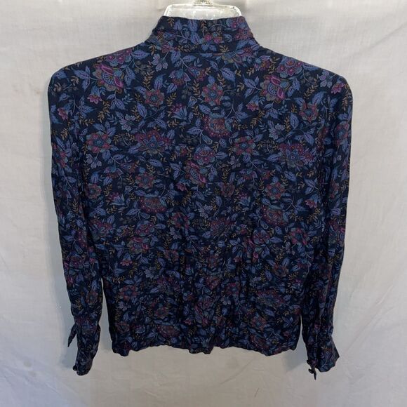 Pendleton Women’s Dressy Blouse Size 8 Petite Black Floral Going Out Party - Picture 8 of 12